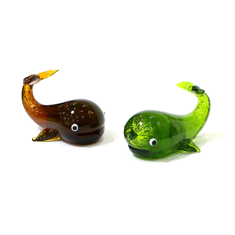 Marine Aquarium Europe - Murano glazen walvis miniatuur beeldje zilverfolie