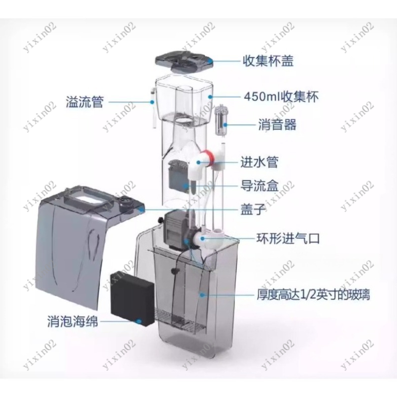 Marine Aquarium Protein Skimmer - Zoutwateraquarium eiwitafschuimer filter mariene viskom separator