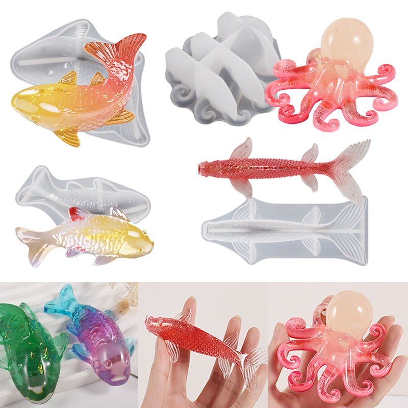 Aquarium Marine Tank - 3D Koi Visvormige Epoxyhars Mal Oceaan