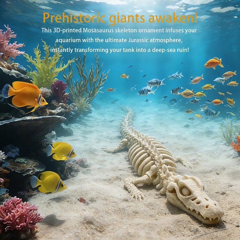 Marine Aquarium Used - 1 stuks realistisch mosasaurskelet aquariumdecoratie, gebruikt